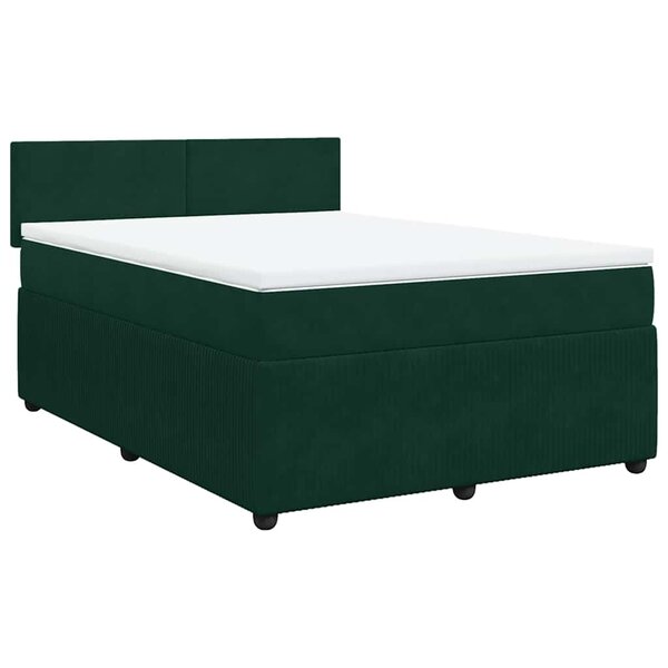vidaXL Sommier à lattes de lit et matelas Vert foncé 140x190cm Velours