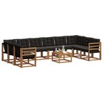 vidaXL Ensemble de canapés d'extérieur 11 Pièces Naturel et Noir
