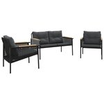 vidaXL Ensemble de meubles de balcon avec coussins 3 Pièces noir acier