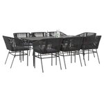 vidaXL Ensemble à manger de jardin coussins 9Pièces noir poly rotin verre