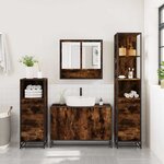 vidaXL Ensemble meubles salle de bain 4 Pièces chêne fumé bois ingénierie