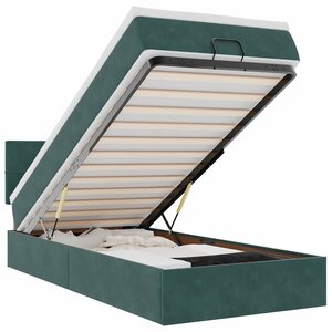 vidaXL Lit ottoman avec matelas et LED Vert foncé 90x200cm velours
