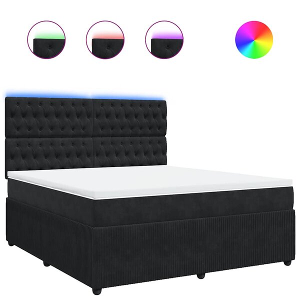 vidaXL Sommier à lattes de lit avec matelas Noir 180x200 cm Velours