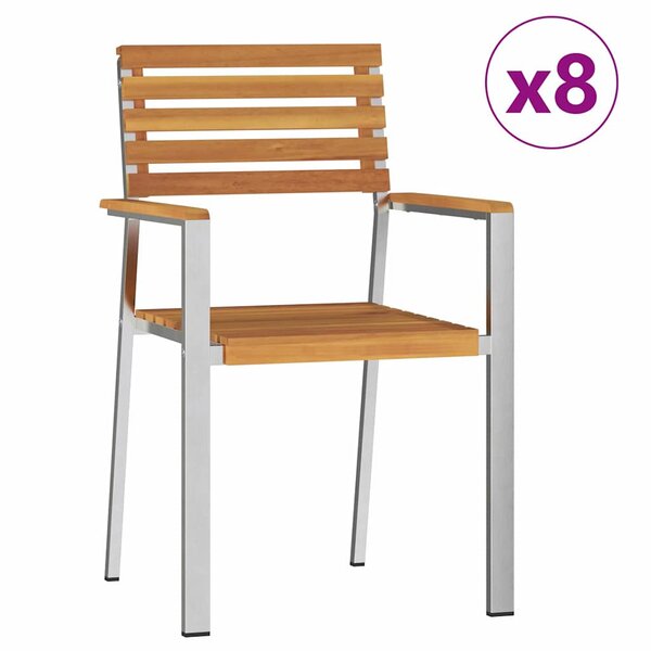 vidaXL Chaise de jardin 8 Pièces Bois d'acacia massif et acier inoxydable