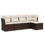 vidaXL Salon de jardin avec coussins 5 Pièces marron résine tressée