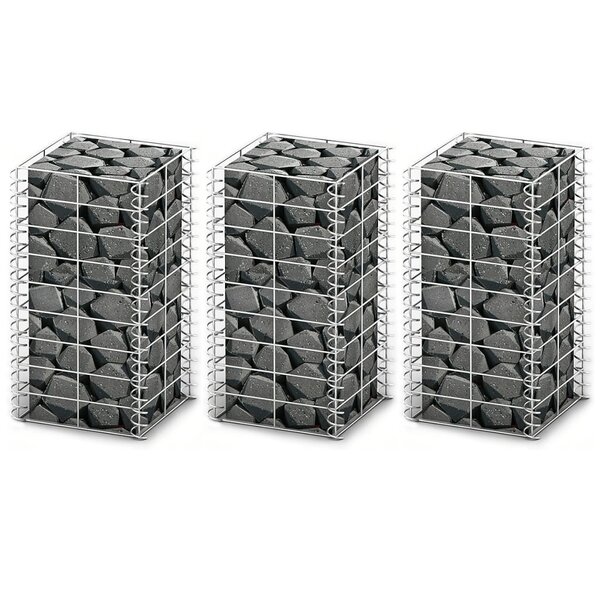 vidaXL Jeu de panier de gabion 3 Pièces Fil galvanisé 25 x 25 x 50 cm