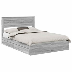 vidaXL Lit de Rangement Gris Sonoma 150 x 200 cm Bois d'ingénierie