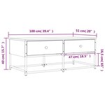 vidaXL Table basse sonoma gris 100x51x40 cm bois d'ingénierie