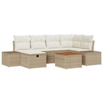 vidaXL Ensemble de canapé de jardin 7 pièces avec coussins en beige en poly rattan