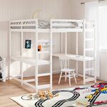 vidaXL Lit superposé et bureau et échelle 140x200cm bois de pin massif