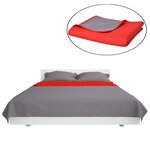 vidaXL Couvre-lit matelassé double-face Rouge et gris 230x260 cm