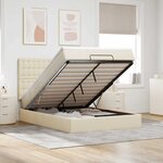 VidaXL Cadre de lit ottoman avec matelas crème 140x190 cm tissu