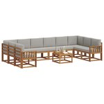 vidaXL Ensemble de canapés d'extérieur 11 pc Gris Naturel et Clair