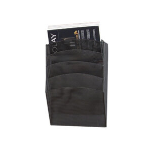 Corbeille murale q-connect 5 cases a4 vertical présentoir métallique 315x93x440mm coloris noir