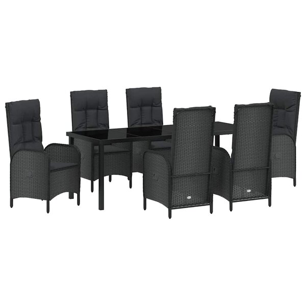 vidaXL Ensemble de salle à manger pour jardin 7 pc Noir polyrotin