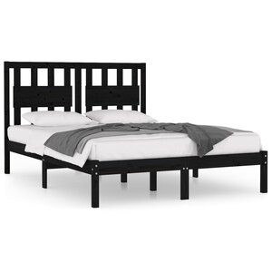 vidaXL Cadre de lit sans matelas noir bois massif 140x190 cm