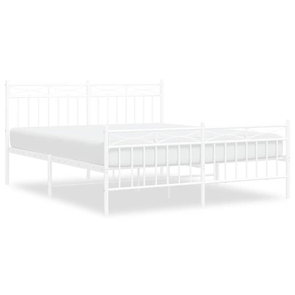 vidaXL Cadre de lit métal sans matelas et pied de lit blanc 150x200 cm