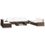 vidaXL Salon de jardin 8 Pièces Résine tressée Marron