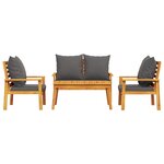 vidaXL Salon de jardin 4 Pièces avec coussins Bois d'acacia solide