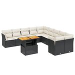 vidaXL Salon de jardin 11 Pièces avec coussins noir résine tressée