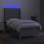 vidaXL Sommier à lattes de lit matelas LED Gris clair 90x190cm Tissu