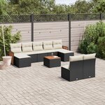 vidaXL Salon de jardin 10 Pièces avec coussins noir résine tressée