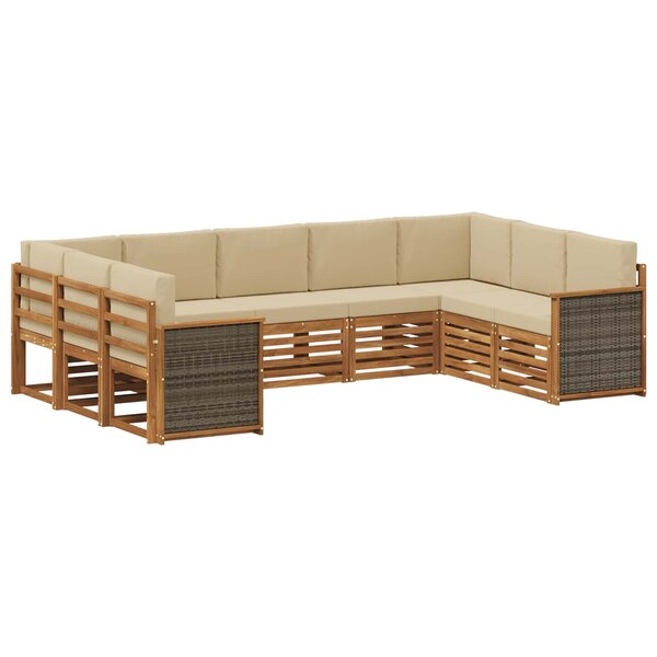 vidaXL Ensemble de canapés d'extérieur 7 pc Naturel
