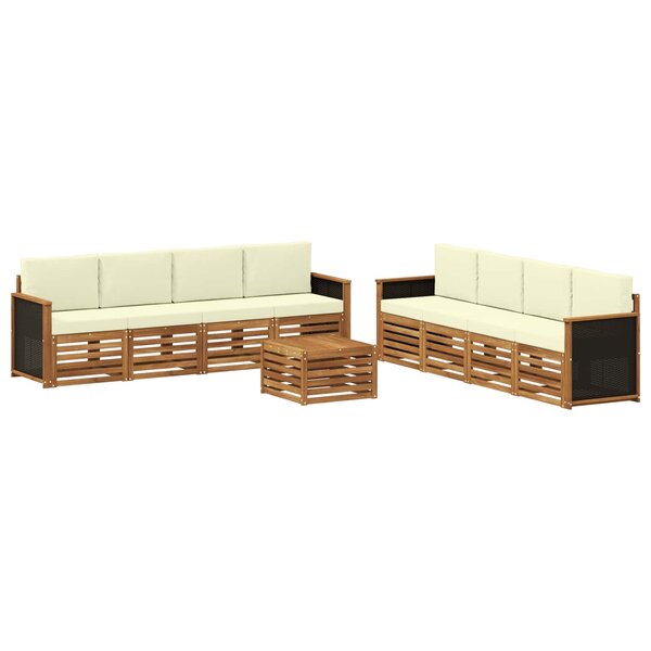 vidaXL Ensemble de canapés d'extérieur 9 pc Naturel et Crème