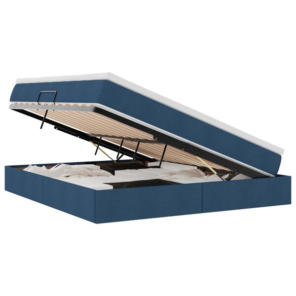 vidaXL Lit avec rangement et matelas Bleu 180 x 200 cm Polyester