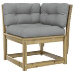 vidaXL Canapé d'angle de jardin avec coussins bois de pin imprégné