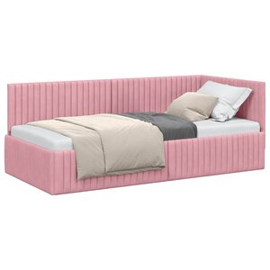 vidaXL Cadre de lit d'angle Rose 90 cm x 200 cm Velours