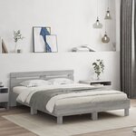 vidaXL Cadre de lit avec tête de lit et LED sonoma gris 140x190 cm