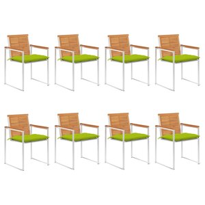 vidaXL Chaises de jardin lot de 8 avec coussins Bois d'acacia solide