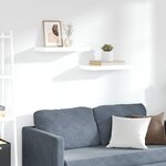 vidaXL Étagère murale flottante 2 Pièces Blanc brillant 50x23x3 8 cm MDF