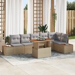 vidaXL Canapé de Jardin 7 Pièces avec Coussins Beige