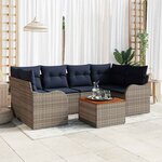 vidaXL Ensemble de canapé de jardin avec coussin 7 Pièces Gris polyrotin