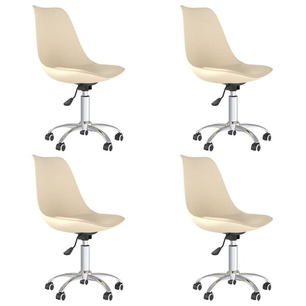vidaXL Chaises pivotantes à manger lot de 4 Crème Tissu