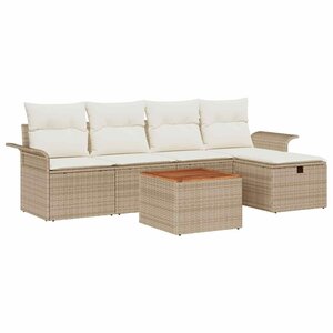 vidaXL Ensemble de canapé de jardin avec coussin 6 Pièces Beige polyrotin