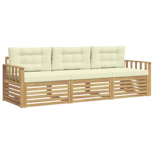 vidaXL Ensemble de canapés d'extérieur 3 pc Blanc et crème Polyester