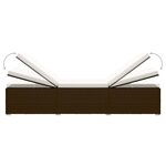vidaXL Chaise longue avec coussin et table à thé résine tressée marron