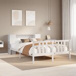 vidaXL Lit bibliothèque sans matelas blanc 140x200 cm bois pin massif