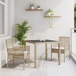 vidaXL Ensemble de jardin 3 pièces avec coussins beige en poly rotin
