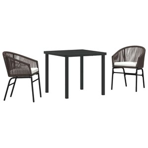 vidaXL Ensemble de salle à manger pour jardin 3 Pièces Marron Poly rotin