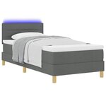 vidaXL Lit à ressort LED avec matelas Gris foncé 100 x 200 cm tissu