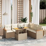 vidaXL Salon de jardin avec coussins 7 Pièces beige résine tressée