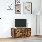 vidaXL Meuble TV avec lumières LED chêne fumé 100x41x50 cm