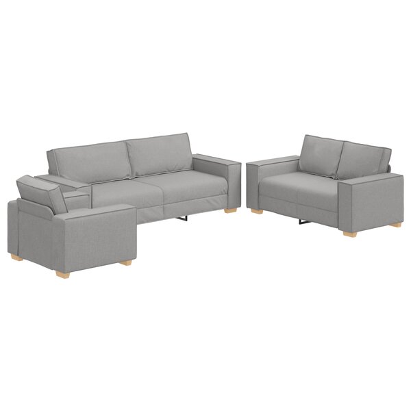 Ensemble de canapé 3 pièces avec coussins en tissu gris nuage