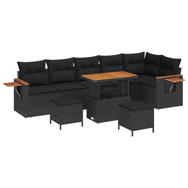 vidaXL Ensemble de canapé de jardin 9 Pièces Noir 90 x 55 x 71 cm