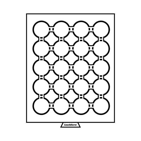 Médaillier 24 compartiments circulaires pour 35 mm  teinte fumée.