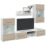 vidaXL Meubles TV avec lumière LED 5Pièces chêne sonoma bois d'ingénierie